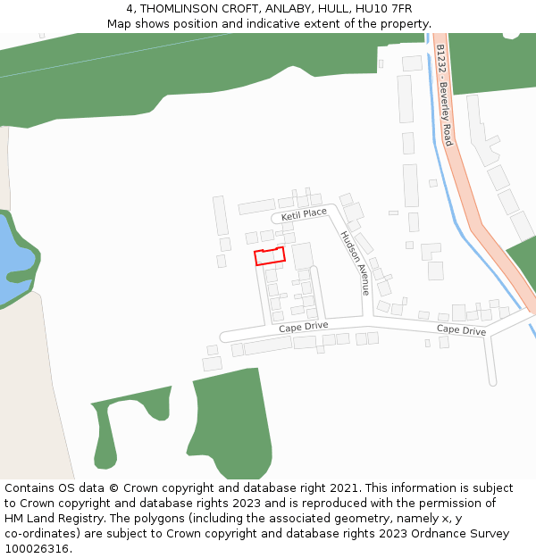 4, THOMLINSON CROFT, ANLABY, HULL, HU10 7FR: Location map and indicative extent of plot