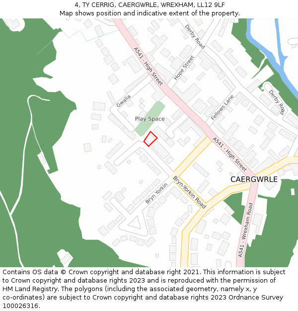 4, TY CERRIG, CAERGWRLE, WREXHAM, LL12 9LF: Location map and indicative extent of plot