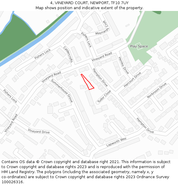 4, VINEYARD COURT, NEWPORT, TF10 7UY: Location map and indicative extent of plot