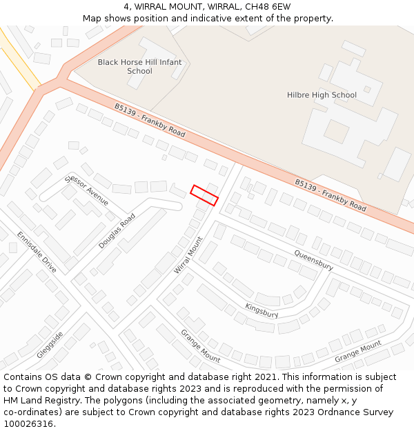 4, WIRRAL MOUNT, WIRRAL, CH48 6EW: Location map and indicative extent of plot