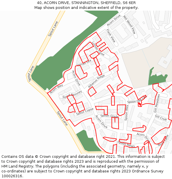 40, ACORN DRIVE, STANNINGTON, SHEFFIELD, S6 6ER: Location map and indicative extent of plot