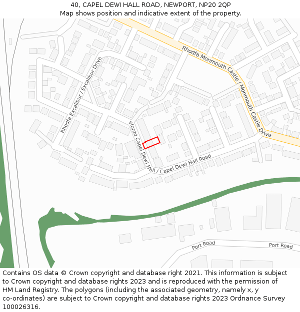 40, CAPEL DEWI HALL ROAD, NEWPORT, NP20 2QP: Location map and indicative extent of plot