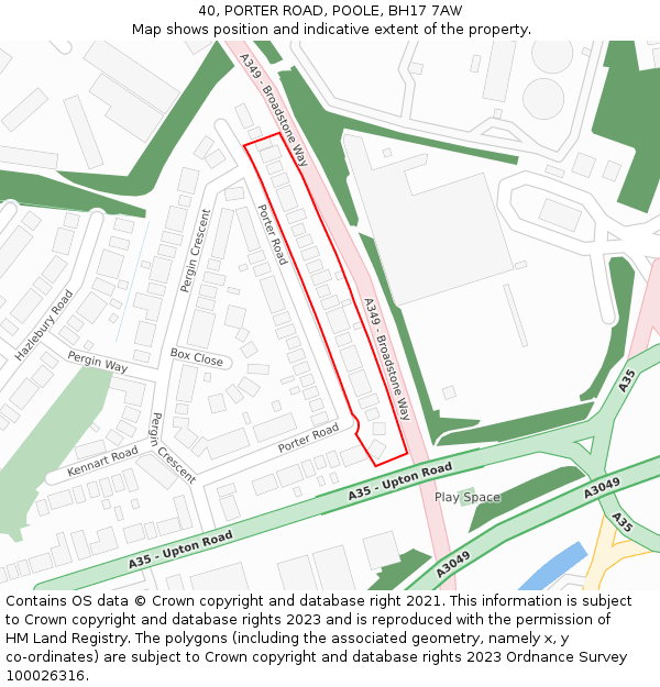 40, PORTER ROAD, POOLE, BH17 7AW: Location map and indicative extent of plot