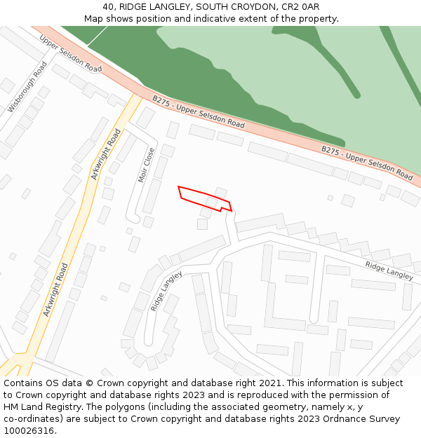 40, RIDGE LANGLEY, SOUTH CROYDON, CR2 0AR: Location map and indicative extent of plot