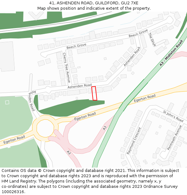 41, ASHENDEN ROAD, GUILDFORD, GU2 7XE: Location map and indicative extent of plot