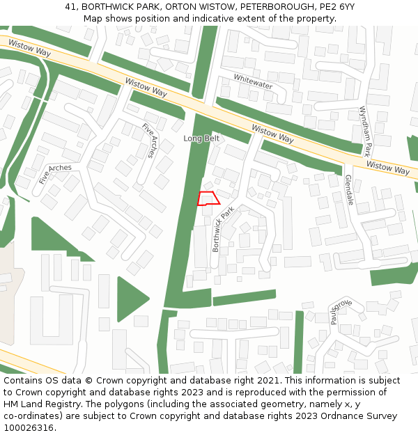 41, BORTHWICK PARK, ORTON WISTOW, PETERBOROUGH, PE2 6YY: Location map and indicative extent of plot