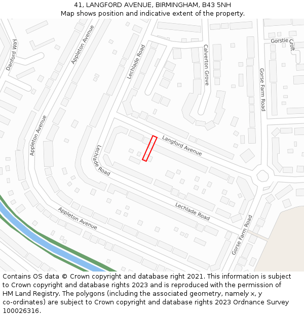 41, LANGFORD AVENUE, BIRMINGHAM, B43 5NH: Location map and indicative extent of plot