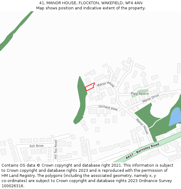 41, MANOR HOUSE, FLOCKTON, WAKEFIELD, WF4 4AN: Location map and indicative extent of plot