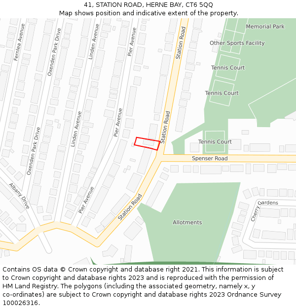 41, STATION ROAD, HERNE BAY, CT6 5QQ: Location map and indicative extent of plot