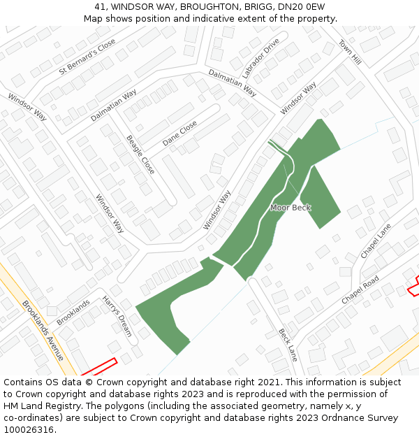 41, WINDSOR WAY, BROUGHTON, BRIGG, DN20 0EW: Location map and indicative extent of plot