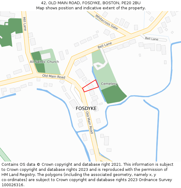 42, OLD MAIN ROAD, FOSDYKE, BOSTON, PE20 2BU: Location map and indicative extent of plot