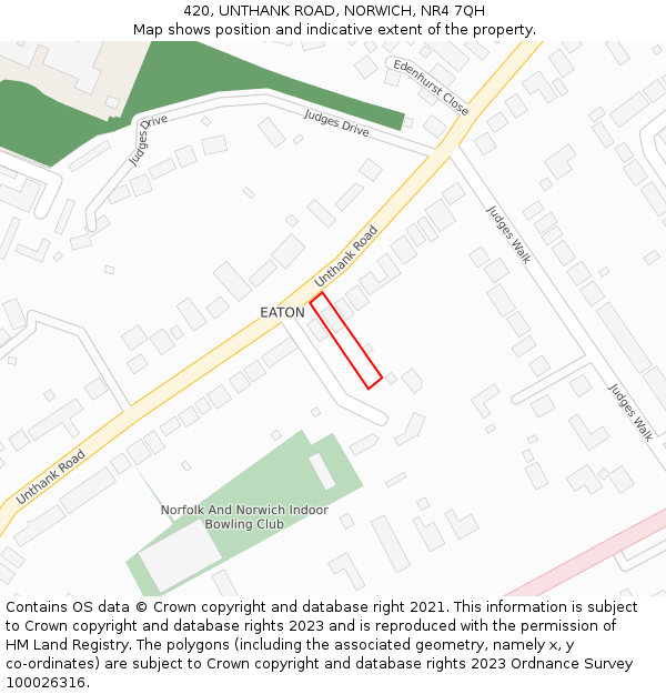 420, UNTHANK ROAD, NORWICH, NR4 7QH: Location map and indicative extent of plot