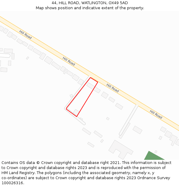 44, HILL ROAD, WATLINGTON, OX49 5AD: Location map and indicative extent of plot