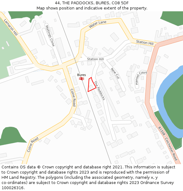 44, THE PADDOCKS, BURES, CO8 5DF: Location map and indicative extent of plot