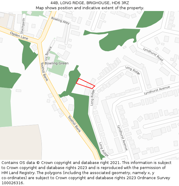 44B, LONG RIDGE, BRIGHOUSE, HD6 3RZ: Location map and indicative extent of plot