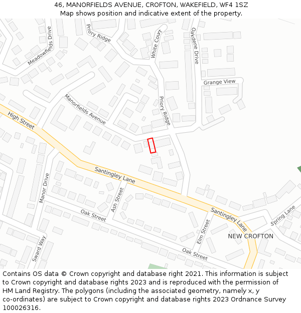 46, MANORFIELDS AVENUE, CROFTON, WAKEFIELD, WF4 1SZ: Location map and indicative extent of plot