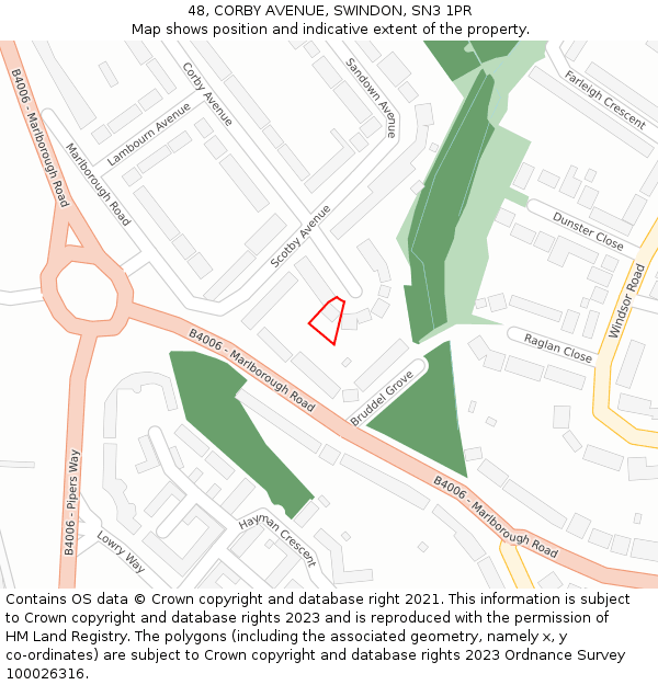 48, CORBY AVENUE, SWINDON, SN3 1PR: Location map and indicative extent of plot