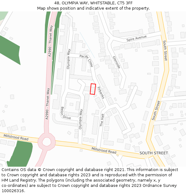 48, OLYMPIA WAY, WHITSTABLE, CT5 3FF: Location map and indicative extent of plot