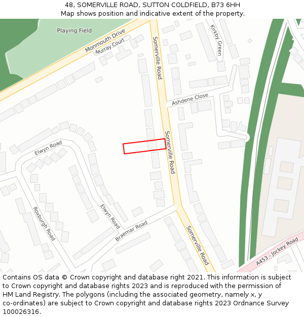 48, SOMERVILLE ROAD, SUTTON COLDFIELD, B73 6HH: Location map and indicative extent of plot