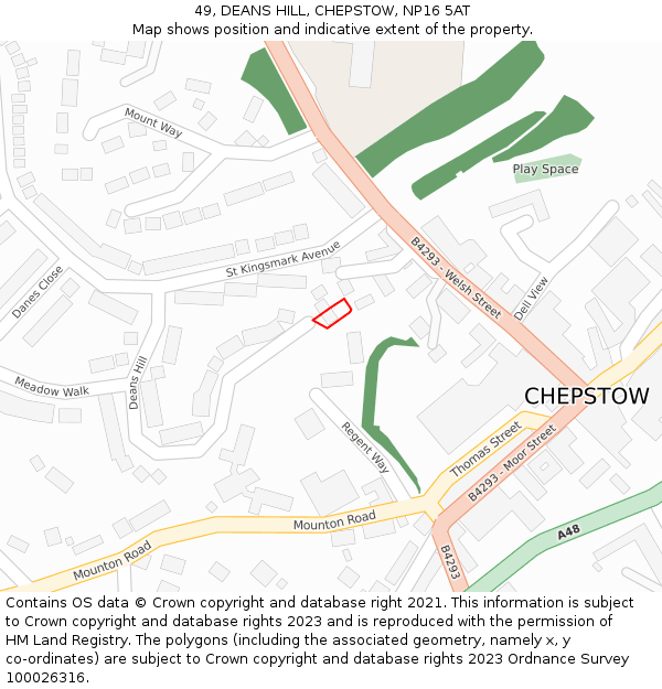 49, DEANS HILL, CHEPSTOW, NP16 5AT: Location map and indicative extent of plot