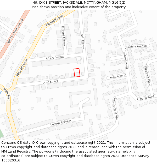 49, DIXIE STREET, JACKSDALE, NOTTINGHAM, NG16 5JZ: Location map and indicative extent of plot