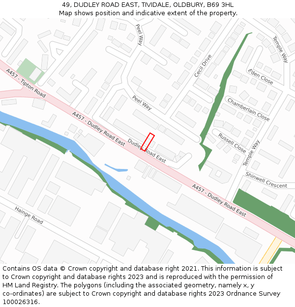 49, DUDLEY ROAD EAST, TIVIDALE, OLDBURY, B69 3HL: Location map and indicative extent of plot