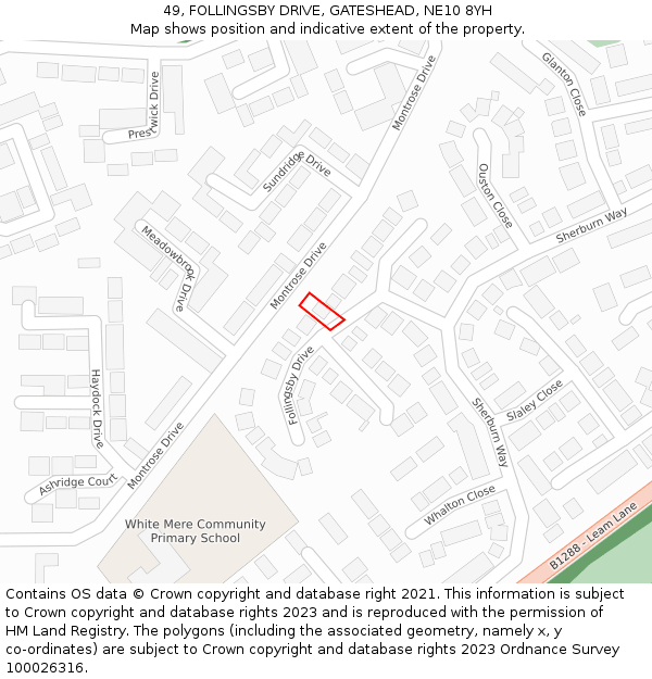 49, FOLLINGSBY DRIVE, GATESHEAD, NE10 8YH: Location map and indicative extent of plot