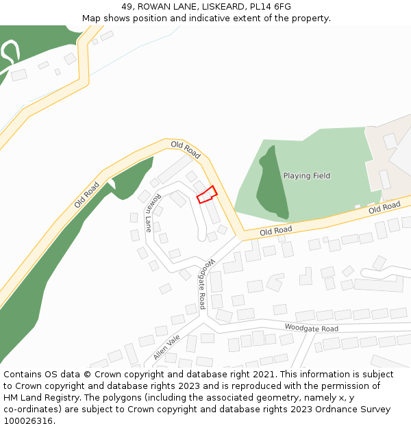 49, ROWAN LANE, LISKEARD, PL14 6FG: Location map and indicative extent of plot