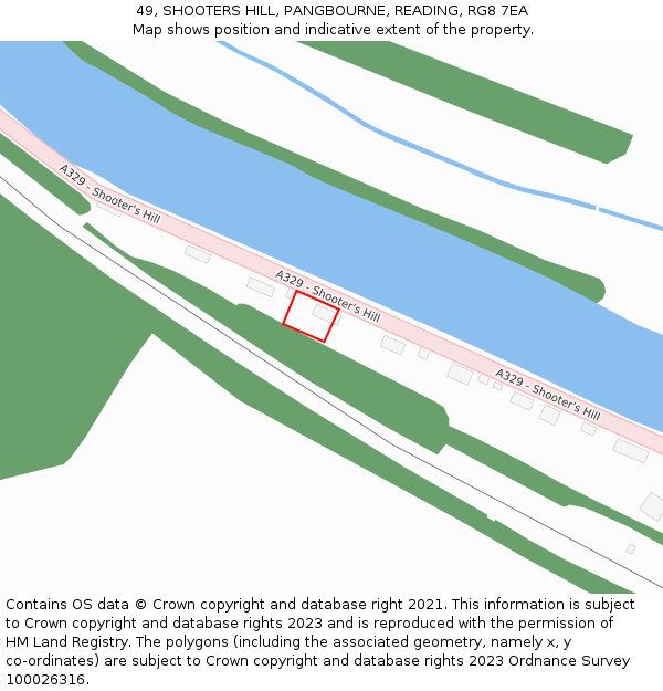 49, SHOOTERS HILL, PANGBOURNE, READING, RG8 7EA: Location map and indicative extent of plot