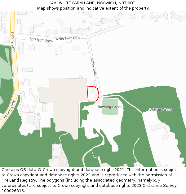 4A, WHITE FARM LANE, NORWICH, NR7 0BT: Location map and indicative extent of plot