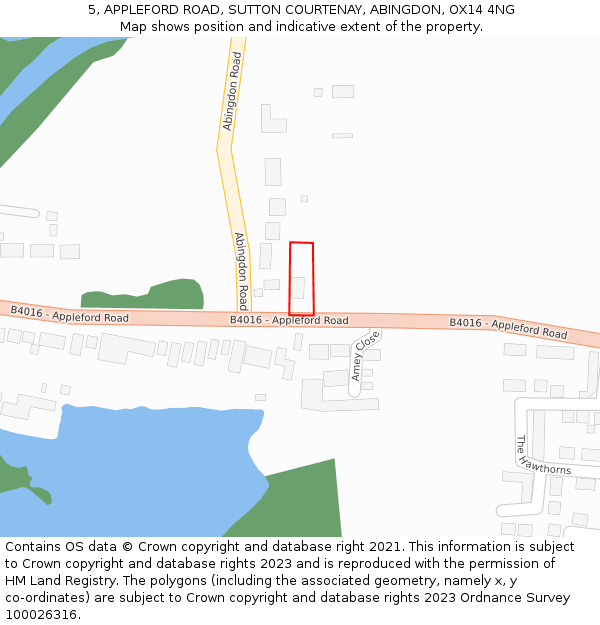 5, APPLEFORD ROAD, SUTTON COURTENAY, ABINGDON, OX14 4NG: Location map and indicative extent of plot