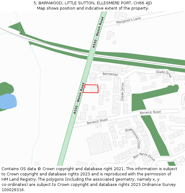 5, BARNWOOD, LITTLE SUTTON, ELLESMERE PORT, CH66 4JD: Location map and indicative extent of plot