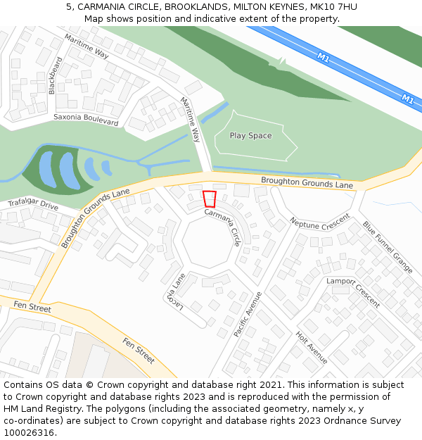 5, CARMANIA CIRCLE, BROOKLANDS, MILTON KEYNES, MK10 7HU: Location map and indicative extent of plot