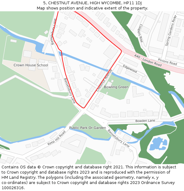 5, CHESTNUT AVENUE, HIGH WYCOMBE, HP11 1DJ: Location map and indicative extent of plot