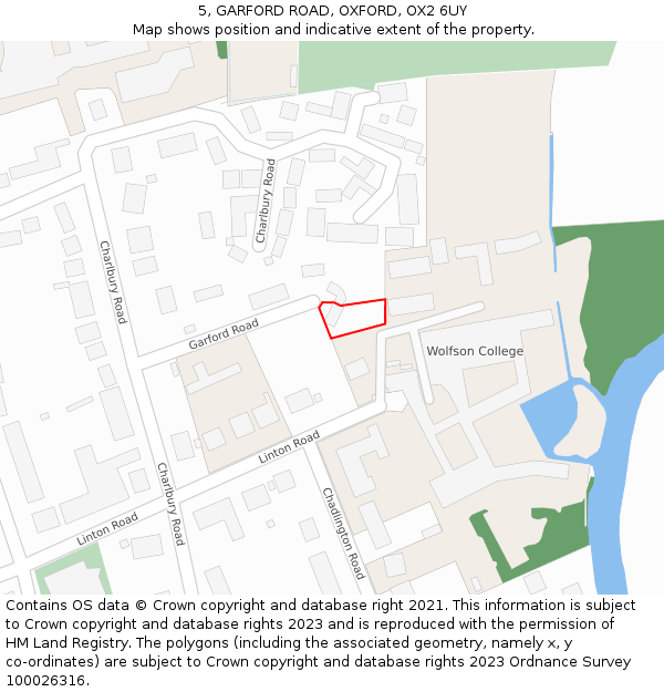 5, GARFORD ROAD, OXFORD, OX2 6UY: Location map and indicative extent of plot