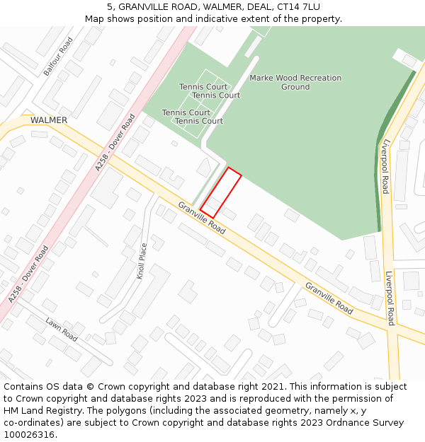 5, GRANVILLE ROAD, WALMER, DEAL, CT14 7LU: Location map and indicative extent of plot