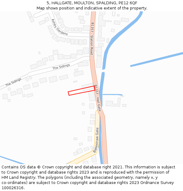 5, HALLGATE, MOULTON, SPALDING, PE12 6QF: Location map and indicative extent of plot