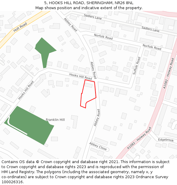 5, HOOKS HILL ROAD, SHERINGHAM, NR26 8NL: Location map and indicative extent of plot