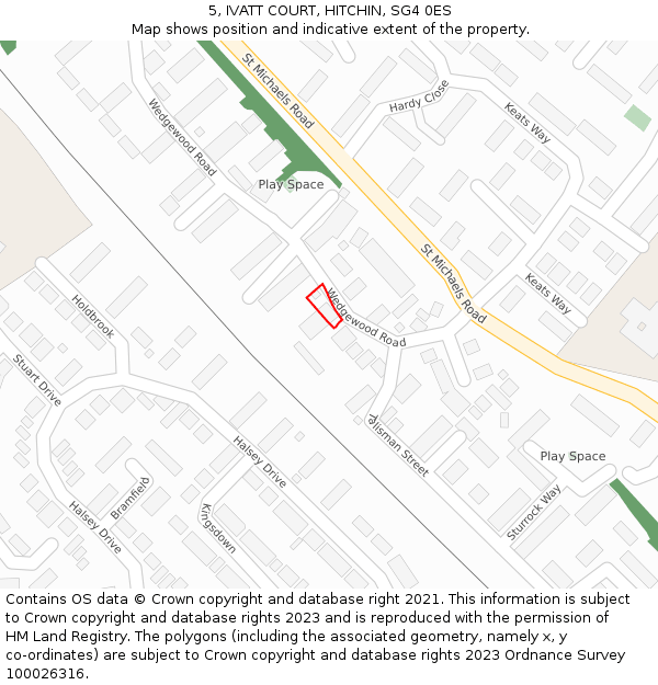 5, IVATT COURT, HITCHIN, SG4 0ES: Location map and indicative extent of plot