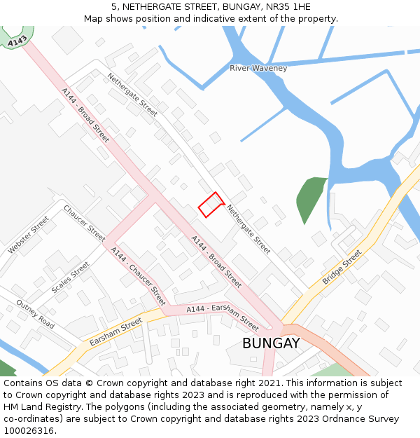 5, NETHERGATE STREET, BUNGAY, NR35 1HE: Location map and indicative extent of plot