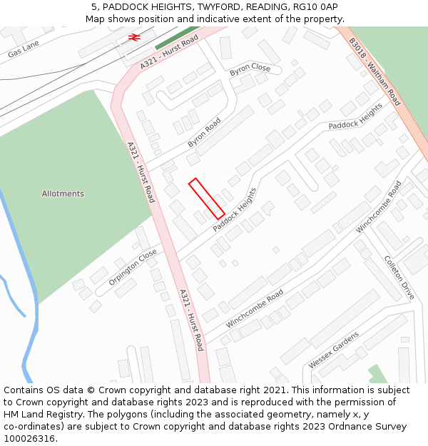 5, PADDOCK HEIGHTS, TWYFORD, READING, RG10 0AP: Location map and indicative extent of plot