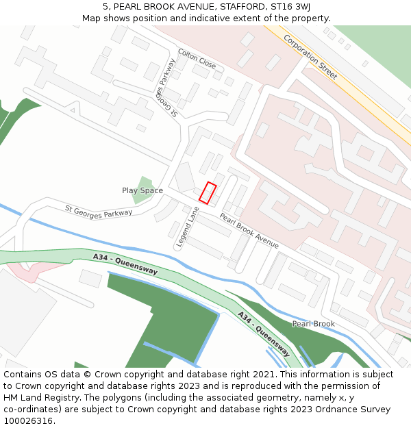 5, PEARL BROOK AVENUE, STAFFORD, ST16 3WJ: Location map and indicative extent of plot