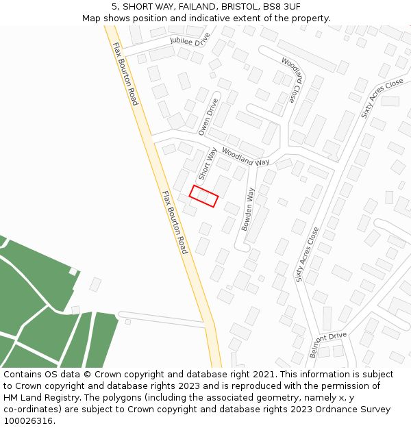 5, SHORT WAY, FAILAND, BRISTOL, BS8 3UF: Location map and indicative extent of plot