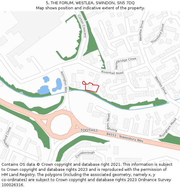 5, THE FORUM, WESTLEA, SWINDON, SN5 7DQ: Location map and indicative extent of plot