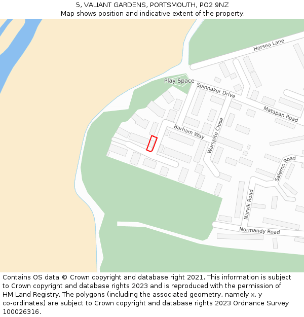 5, VALIANT GARDENS, PORTSMOUTH, PO2 9NZ: Location map and indicative extent of plot