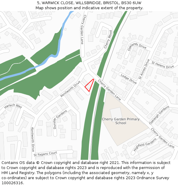 5, WARWICK CLOSE, WILLSBRIDGE, BRISTOL, BS30 6UW: Location map and indicative extent of plot