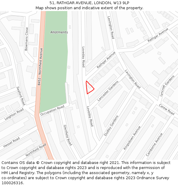 51, RATHGAR AVENUE, LONDON, W13 9LP: Location map and indicative extent of plot