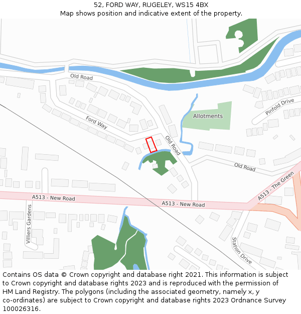 52, FORD WAY, RUGELEY, WS15 4BX: Location map and indicative extent of plot