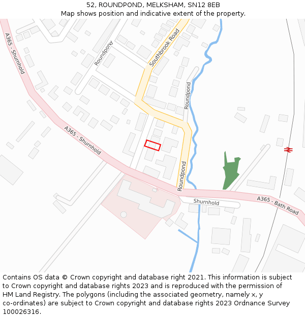 52, ROUNDPOND, MELKSHAM, SN12 8EB: Location map and indicative extent of plot