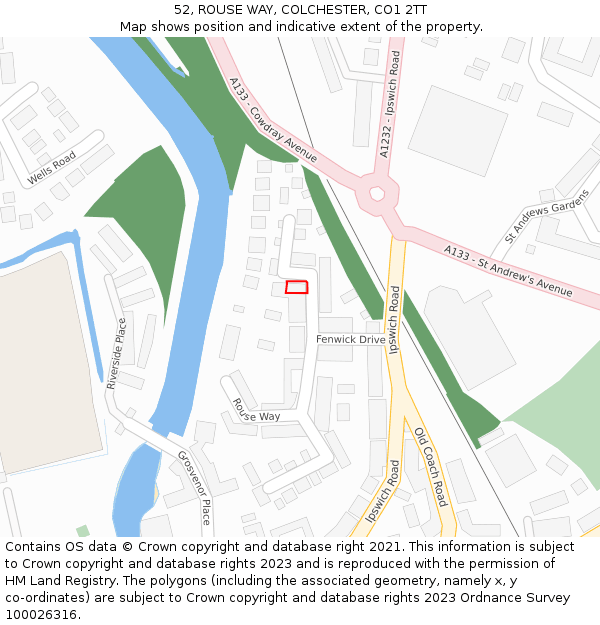 52, ROUSE WAY, COLCHESTER, CO1 2TT: Location map and indicative extent of plot